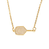 Born to Rally Pickleball CZ Paddle Necklace