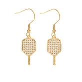 Born to Rally Pickleball Paddle CZ Dangle Earrings