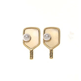 Born to Rally Pickleball Pearl Stud Earrings
