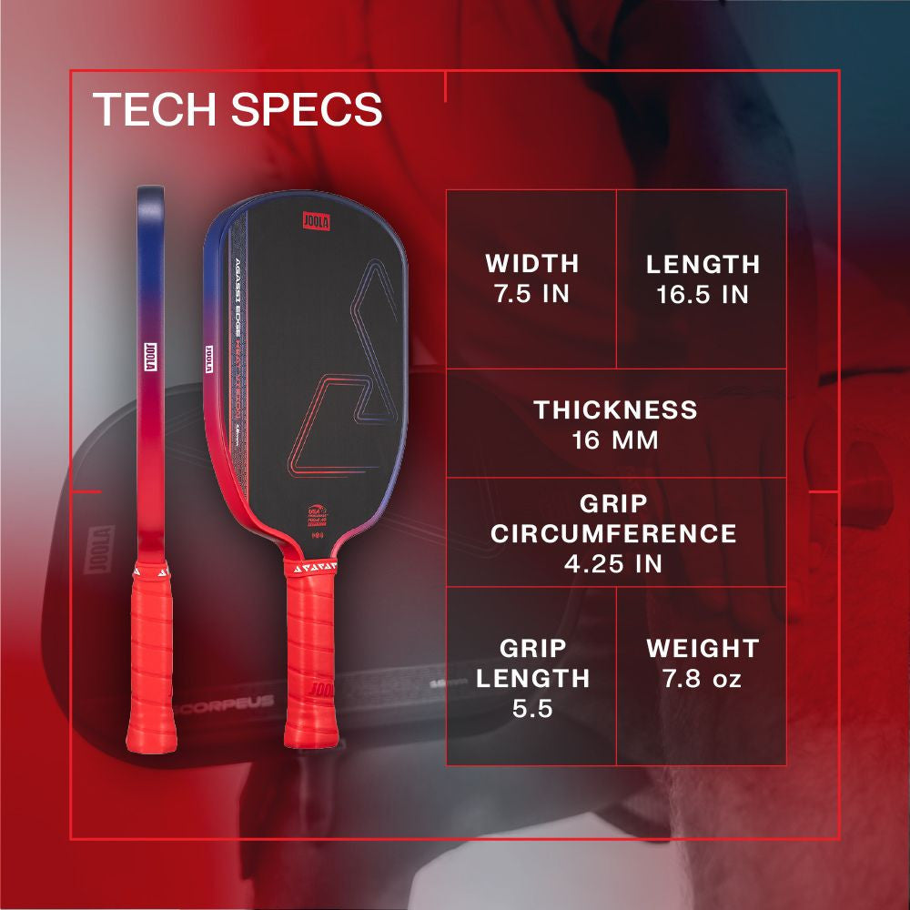 JOOLA Agassi Edge Heat Vision 16mm Pickleball Paddle