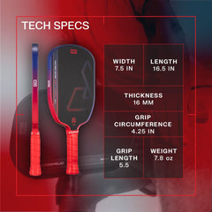 JOOLA Agassi Edge Heat Vision 16mm Pickleball Paddle