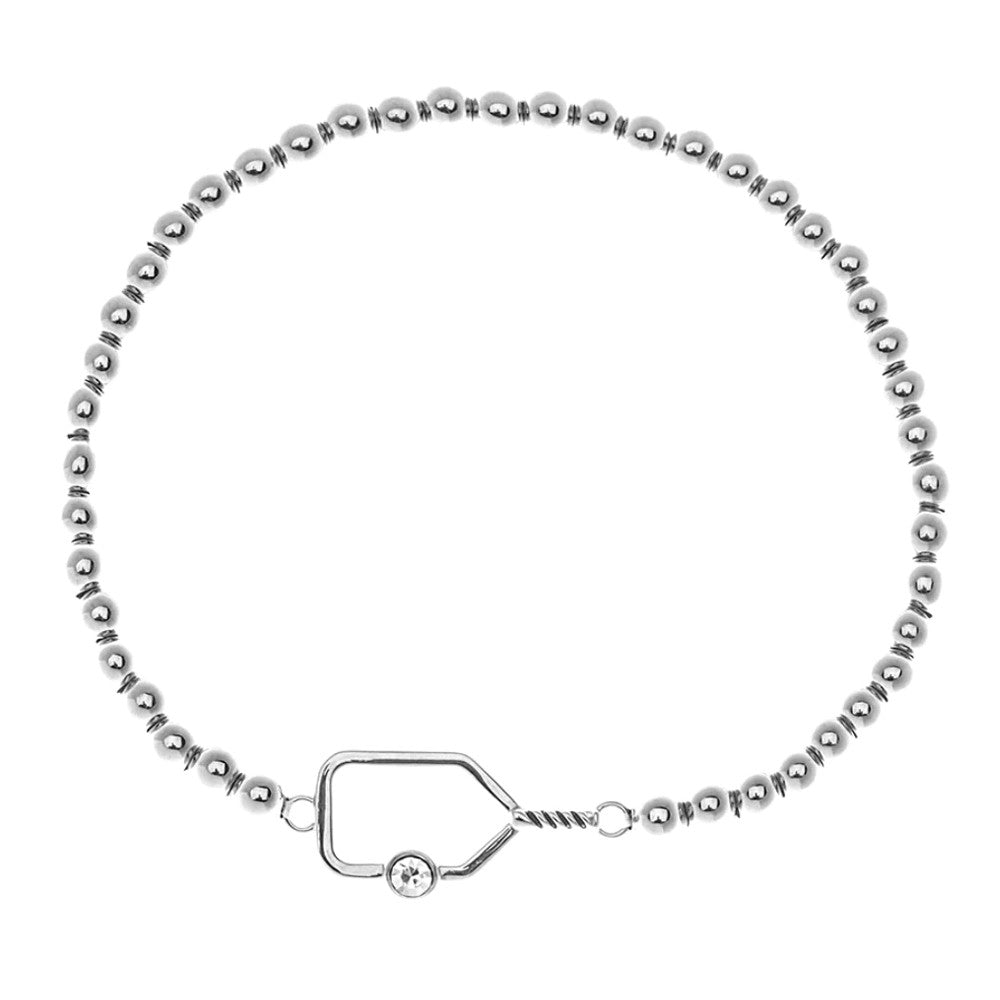 Born to Rally Pickleball Paddle Beaded Rhinestone Bracelet