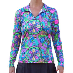 Pickleball Bella  Groovy Quarter Zip Long Sleeve Shirt