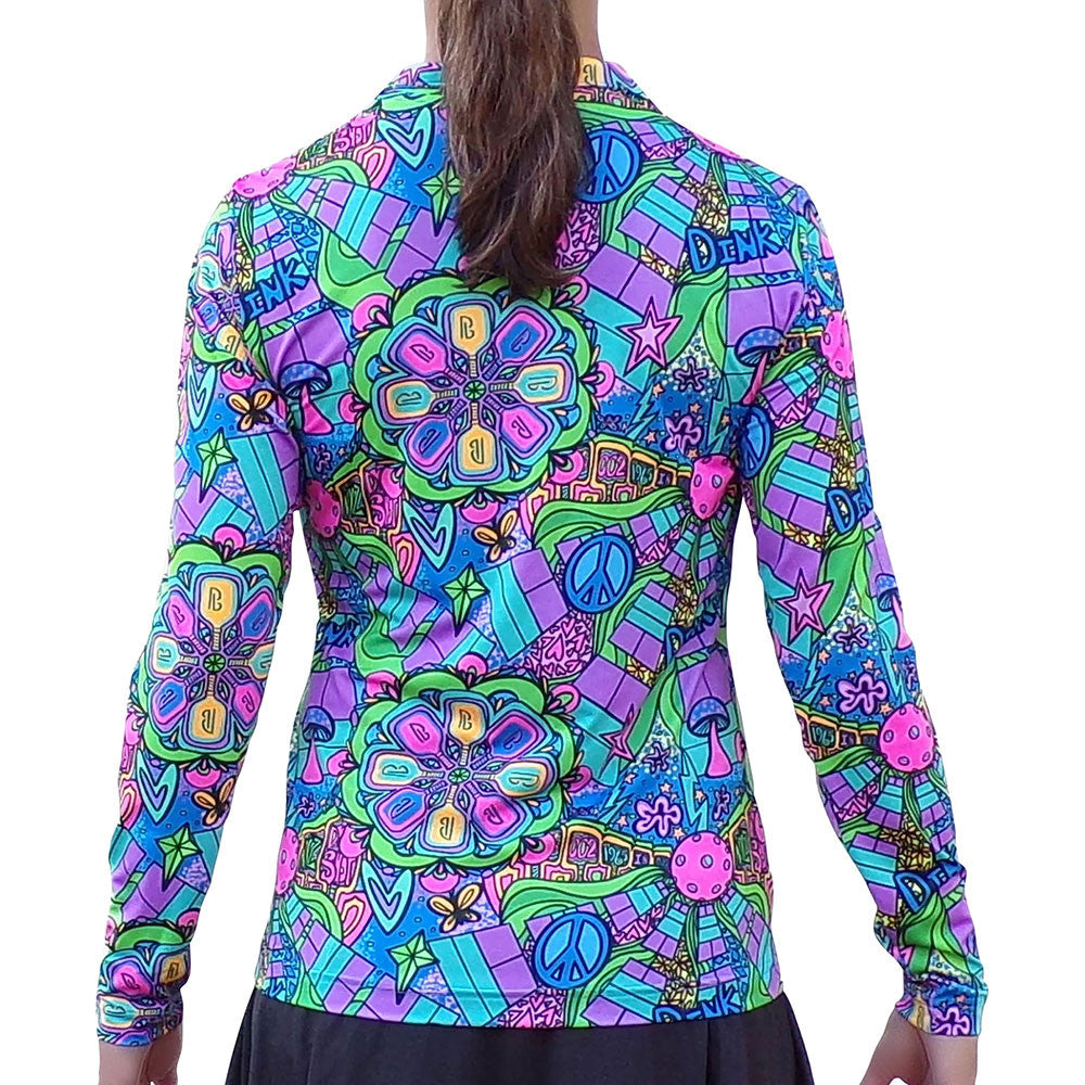 Pickleball Bella  Groovy Quarter Zip Long Sleeve Shirt